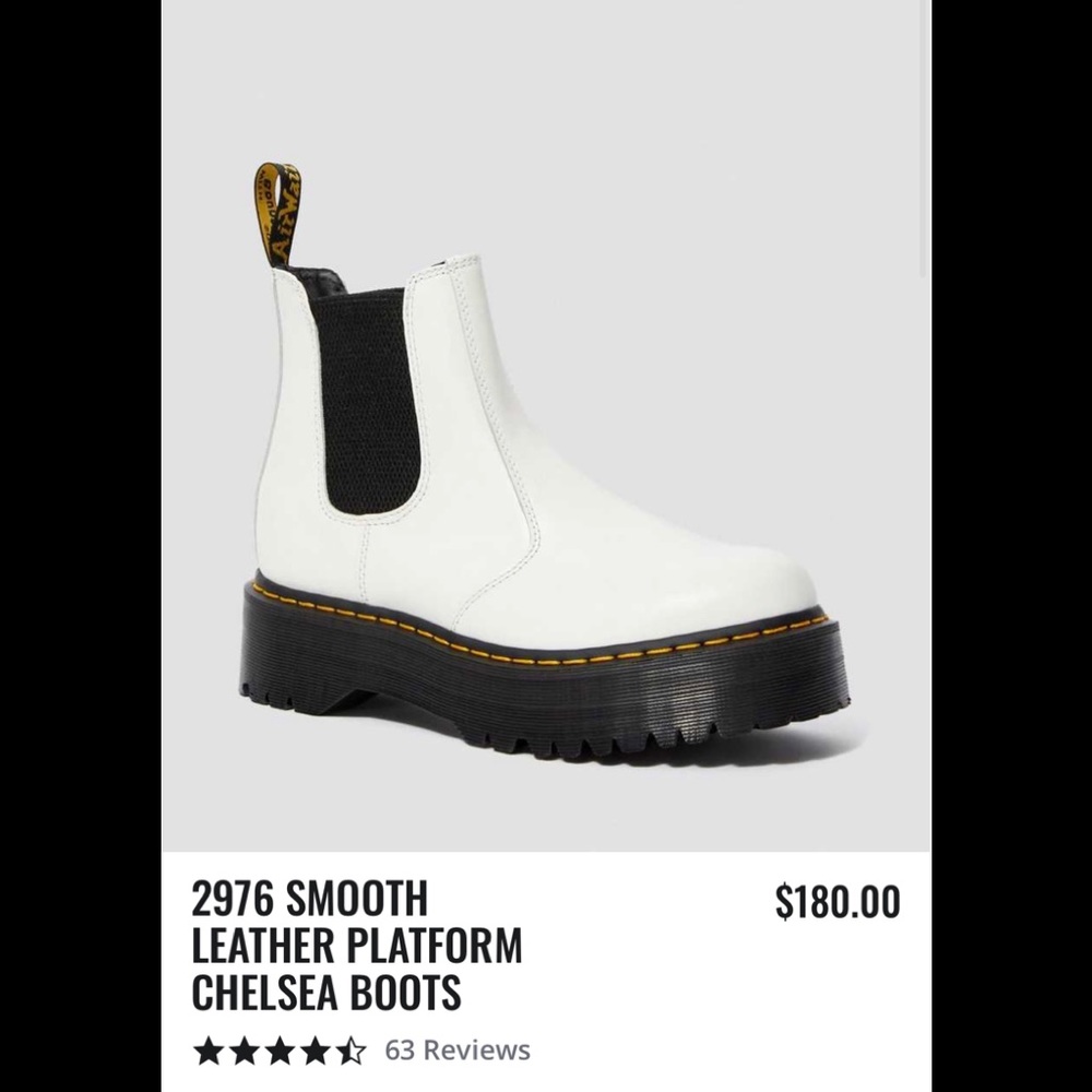 Doc Martens White Leather Platform Chelsea Boots